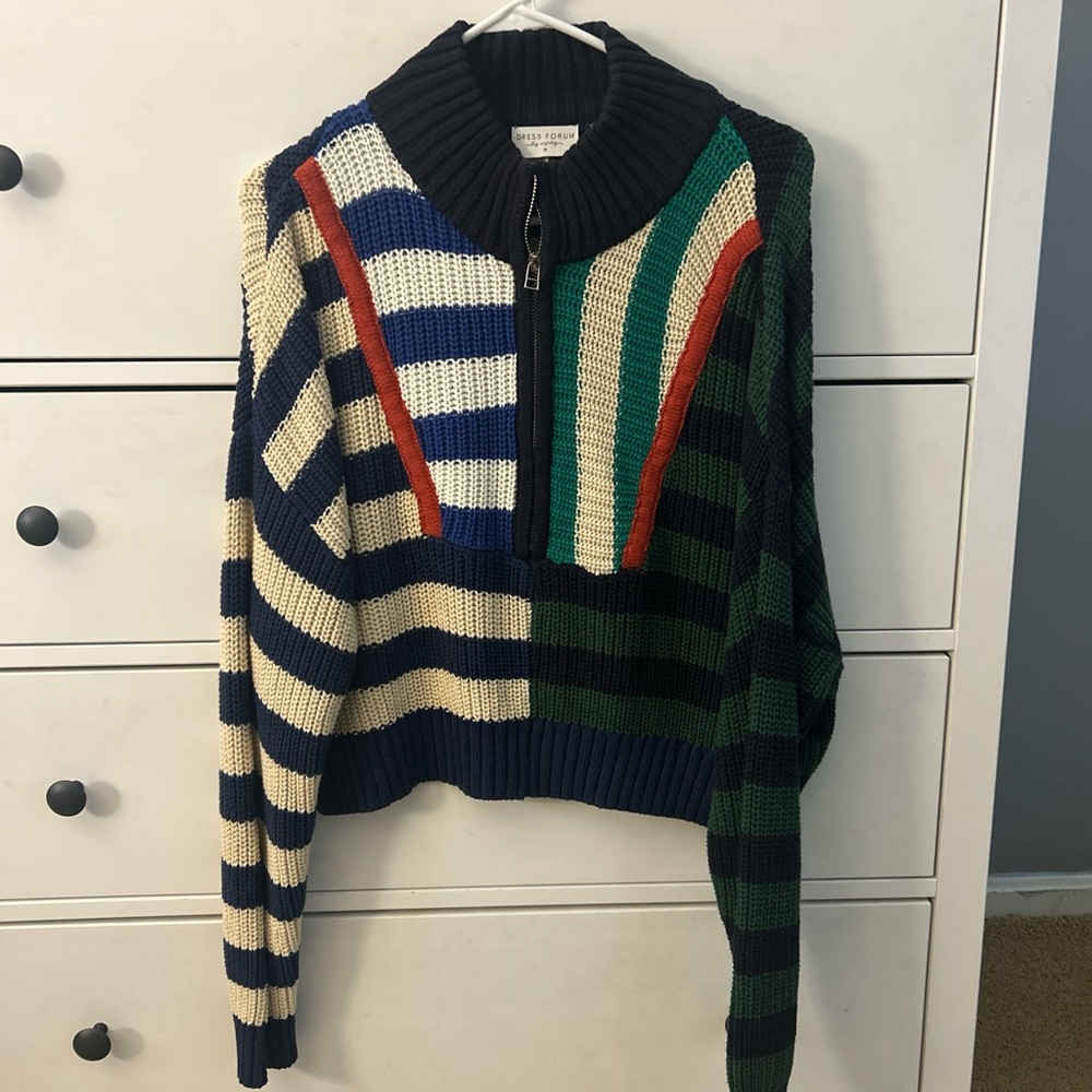 Dress Forum Multicolor Striped Cowl Sweater